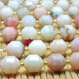 Natural Pink Opal Faceted Double Terminated Point Beads Gemstone Bracelet