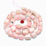 Natural Pink Opal Faceted Tube Beads Loose Gemstone for Jewelry Making