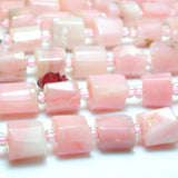 Natural Pink Opal Faceted Tube Beads Loose Gemstone for Jewelry Making
