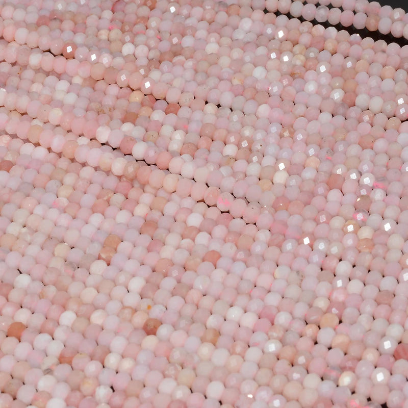 Natural Pink Opal Faceted Rondelle Beads 3x4mm