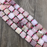 Pink Opal Quartz Square Slice Stone Beads DIY Jewelry Making