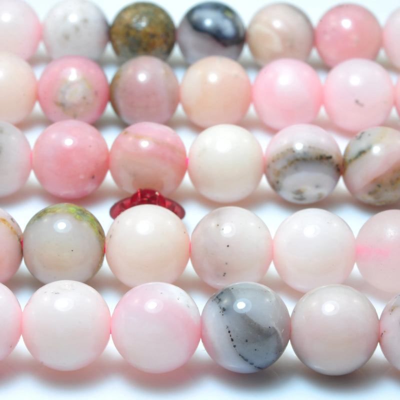 Natural Pink Opal Smooth Round Beads Gemstone for DIY Jewelry Making