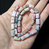Pink Opal Stone Beads Faceted Cylinder Spacer Beads