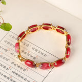 Natural Pink Peach Blossom Jade Tennis Bracelet Women Charm Bracelet