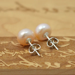 Pink Pearl Earrings Sterling Silver Studs Fine Jewelry Gift
