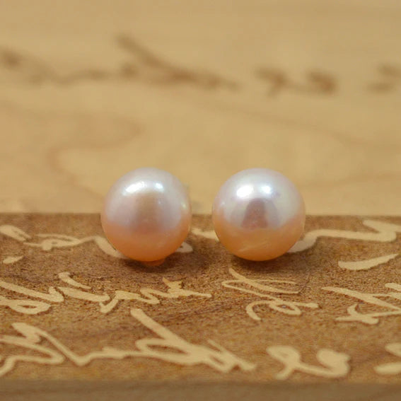 Pink Pearl Earrings Sterling Silver Studs Fine Jewelry Gift