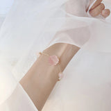 Pink Quartz Bead Bracelet Chinese Style 14K Filled