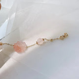 Pink Quartz Bead Bracelet Chinese Style 14K Filled