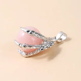 Pink Quartz Bead Dragon Claw Wrap Pendant for Jewelry Making