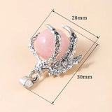Pink Quartz Bead Dragon Claw Wrap Pendant for Jewelry Making