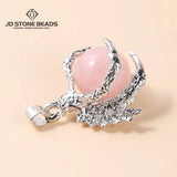 Pink Quartz Bead Dragon Claw Wrap Pendant for Jewelry Making