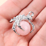 Pink Quartz Bead Dragon Claw Wrap Pendant for Jewelry Making