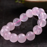 Pink Quartz Crystal Charm Beads Bracelet Women Jewelry