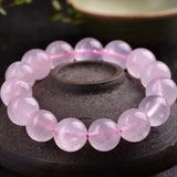 Pink Quartz Crystal Charm Beads Bracelet Women Jewelry