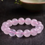 Pink Quartz Crystal Charm Beads Bracelet Women Jewelry