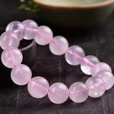 Pink Quartz Crystal Charm Beads Bracelet Women Jewelry
