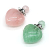 Pink Quartz Heart Shape Perfume Bottle Pendant for Jewelry Making