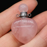 Pink Quartz Heart Shape Perfume Bottle Pendant for Jewelry Making