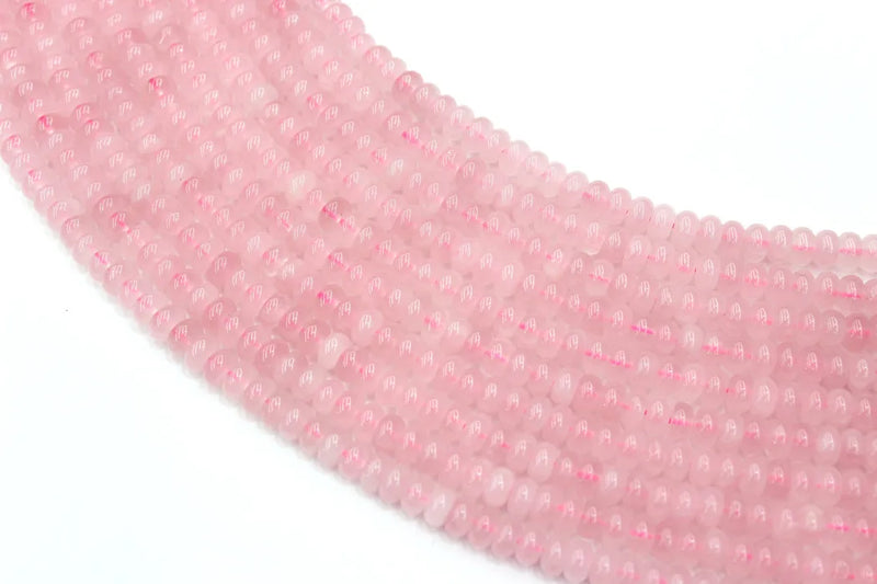 Pink Quartz Spacer Beads Strand 5 by 8 MM for Jewelry Making