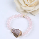 Natural Pink Quartz Stone Bracelets Beaded Yoga Bracelets