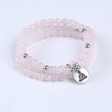 Natural Pink Quartz Stone Bracelets Beaded Yoga Bracelets