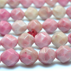 Pink Rhodonite Diamond Faceted Round Loose Beads Gemstone Bracelet Necklace