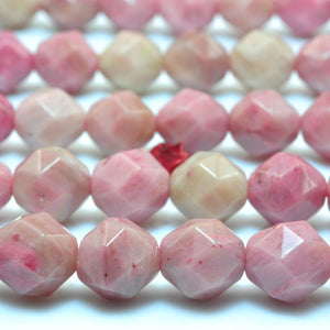 Pink Rhodonite Diamond Faceted Round Loose Beads Gemstone Bracelet Necklace