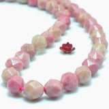 Pink Rhodonite Diamond Faceted Round Loose Beads Gemstone Bracelet Necklace