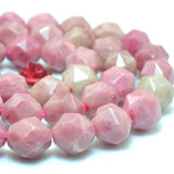 Pink Rhodonite Diamond Faceted Round Loose Beads Gemstone Bracelet Necklace