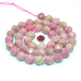 Pink Rhodonite Diamond Faceted Round Loose Beads Gemstone Bracelet Necklace
