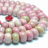 Natural Pink Rhodonite Smooth Rondelle Loose Beads Gemstone Semi Precious