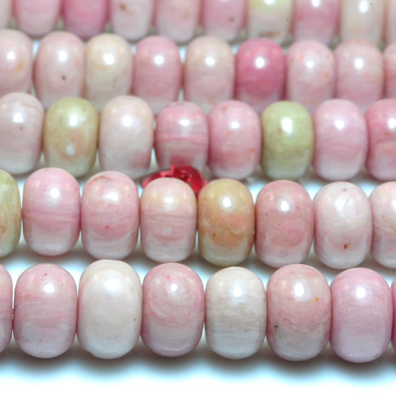 Natural Pink Rhodonite Smooth Rondelle Loose Beads Gemstone Semi Precious