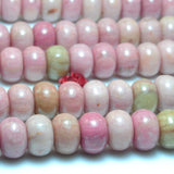 Natural Pink Rhodonite Smooth Rondelle Loose Beads Gemstone Semi Precious