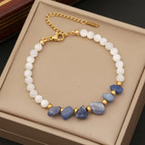 Pink Rose Quartz Bracelet Stainless Steel Adjustable Yoga Energy Crystal Jewelry