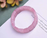 Rose Quartz Rectangle Beads Bracelet Madagascar Stretch Woman Crystal Bangle