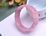 Rose Quartz Rectangle Beads Bracelet Madagascar Stretch Woman Crystal Bangle