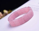 Rose Quartz Rectangle Beads Bracelet Madagascar Stretch Woman Crystal Bangle