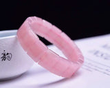 Rose Quartz Rectangle Beads Bracelet Madagascar Stretch Woman Crystal Bangle