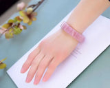 Rose Quartz Rectangle Beads Bracelet Madagascar Stretch Woman Crystal Bangle