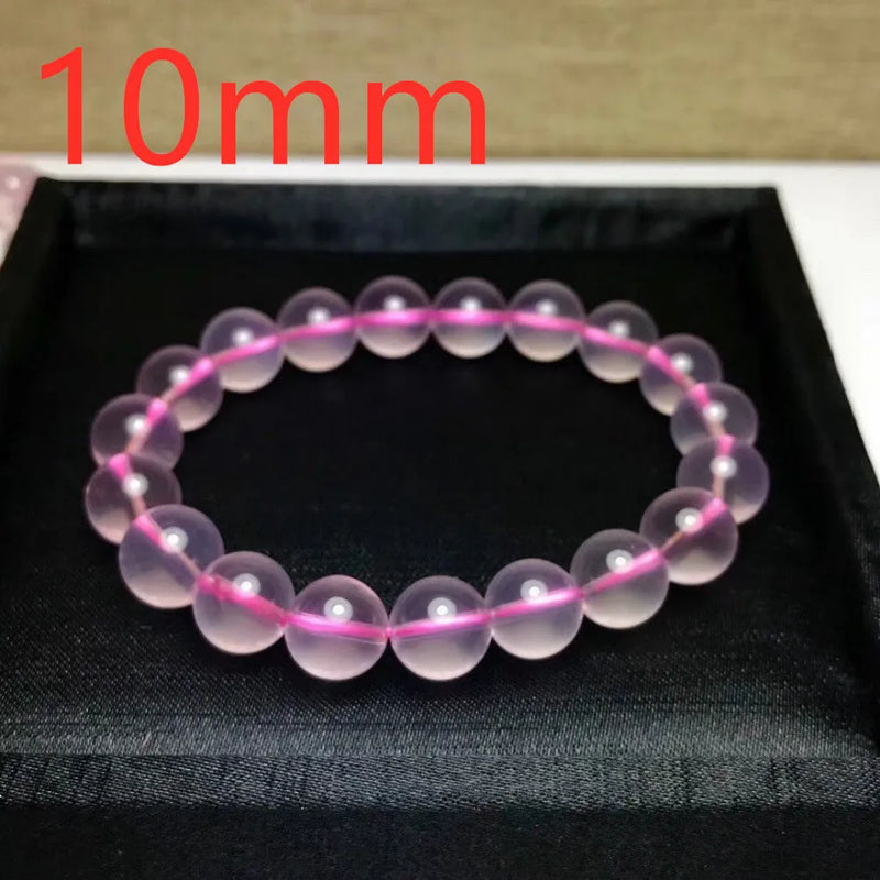 Pink Rose Quartz Round Beads Bracelet Mozambique Crystal 10mm 9mm 8mm 7mm