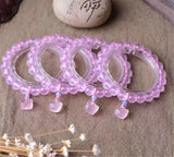 Rose Quartz Crystal Cat Pendant Bracelet 8mm Beads Love AAAAA