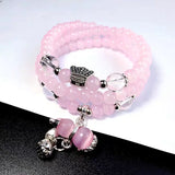 Rose Quartz Gourd Pendant Bracelet Necklace Set