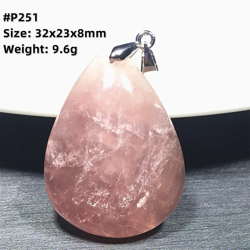 Pink Rose Quartz Pendant Reiki Beauty Love Gift Beads Madagascar Crystal