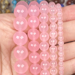 Pink Stone Beads Round Agate Quartz Spacer Beads for Jewelry Making