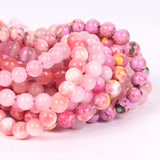 Pink Stone Beads Round Agate Quartz Spacer Beads for Jewelry Making