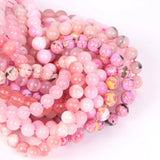 Pink Stone Beads Round Agate Quartz Spacer Beads for Jewelry Making