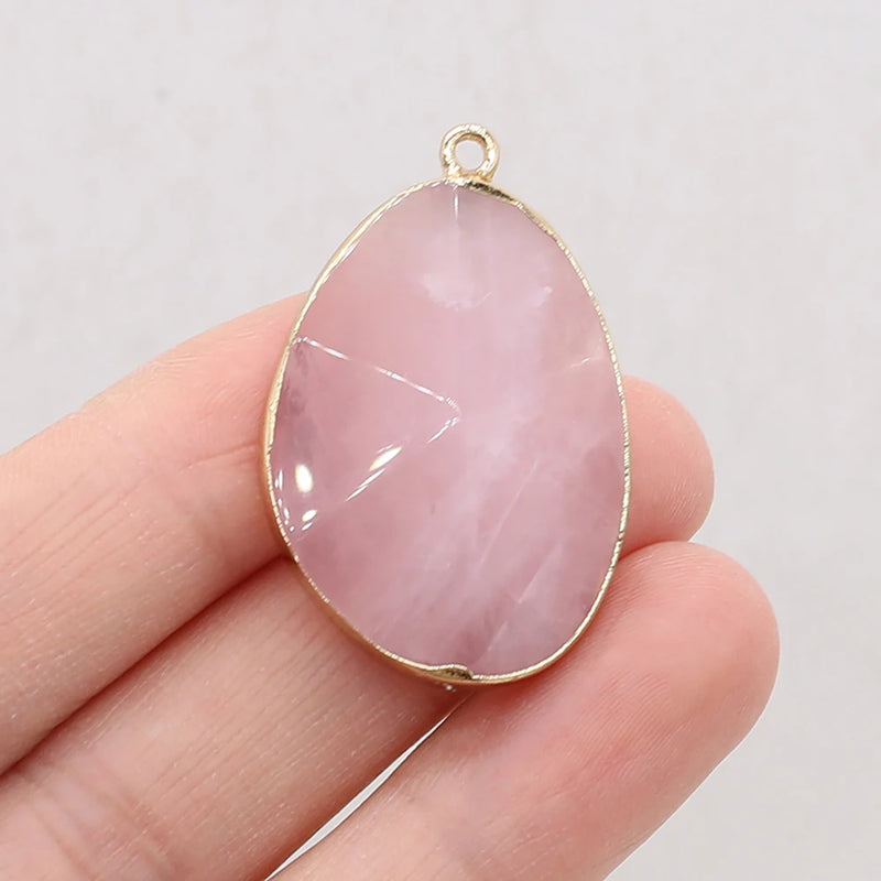 Rose Quartz Pendant Necklace Bracelet Earring Accessories 30x50mm
