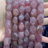 Pink Strawberry Quartz Beads 15'' Faceted Irregular DIY Loose Beads