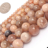 Pink Sunstone Round Bead Strand 15 inch DIY Bracelet Necklace