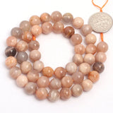 Pink Sunstone Round Bead Strand 15 inch DIY Bracelet Necklace